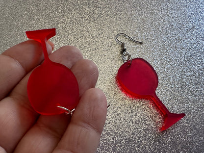 Wine Earrings: Laser Cut Acrylic Wine Glasses, Vineyard, Alcohol, Party, Red Wine, White Wine, Girls Night, Drinking, Gifts for Her/Him/Them