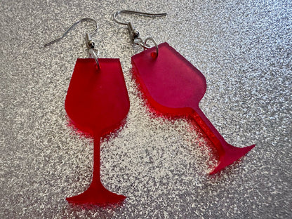 Wine Earrings: Laser Cut Acrylic Wine Glasses, Vineyard, Alcohol, Party, Red Wine, White Wine, Girls Night, Drinking, Gifts for Her/Him/Them