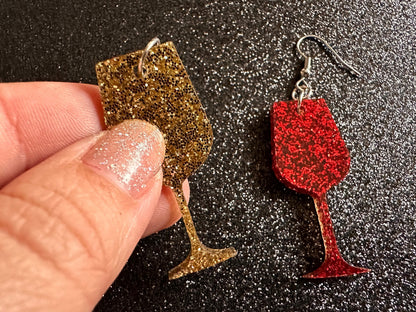 Wine Earrings: Laser Cut Acrylic Wine Glasses, Vineyard, Alcohol, Party, Red Wine, White Wine, Girls Night, Drinking, Gifts for Her/Him/Them
