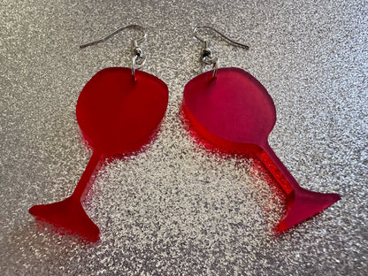 Wine Earrings: Laser Cut Acrylic Wine Glasses, Vineyard, Alcohol, Party, Red Wine, White Wine, Girls Night, Drinking, Gifts for Her/Him/Them
