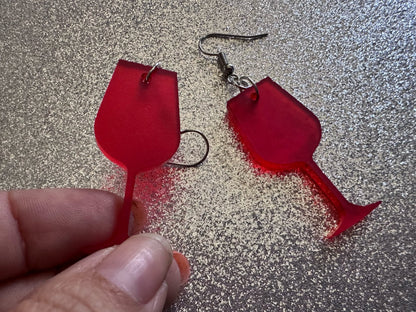 Wine Earrings: Laser Cut Acrylic Wine Glasses, Vineyard, Alcohol, Party, Red Wine, White Wine, Girls Night, Drinking, Gifts for Her/Him/Them