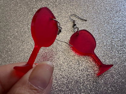 Wine Earrings: Laser Cut Acrylic Wine Glasses, Vineyard, Alcohol, Party, Red Wine, White Wine, Girls Night, Drinking, Gifts for Her/Him/Them