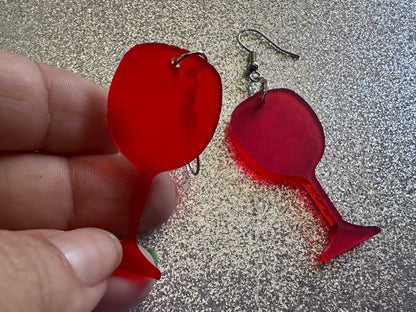 Wine Earrings: Laser Cut Acrylic Wine Glasses, Vineyard, Alcohol, Party, Red Wine, White Wine, Girls Night, Drinking, Gifts for Her/Him/Them