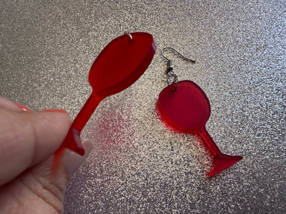Wine Earrings: Laser Cut Acrylic Wine Glasses, Vineyard, Alcohol, Party, Red Wine, White Wine, Girls Night, Drinking, Gifts for Her/Him/Them