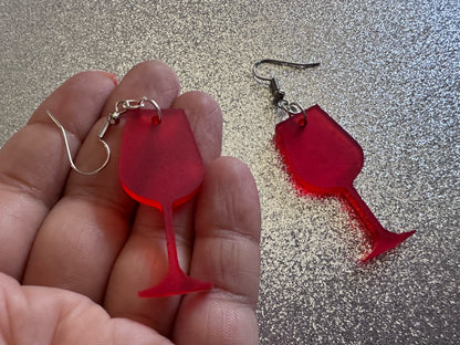 Wine Earrings: Laser Cut Acrylic Wine Glasses, Vineyard, Alcohol, Party, Red Wine, White Wine, Girls Night, Drinking, Gifts for Her/Him/Them