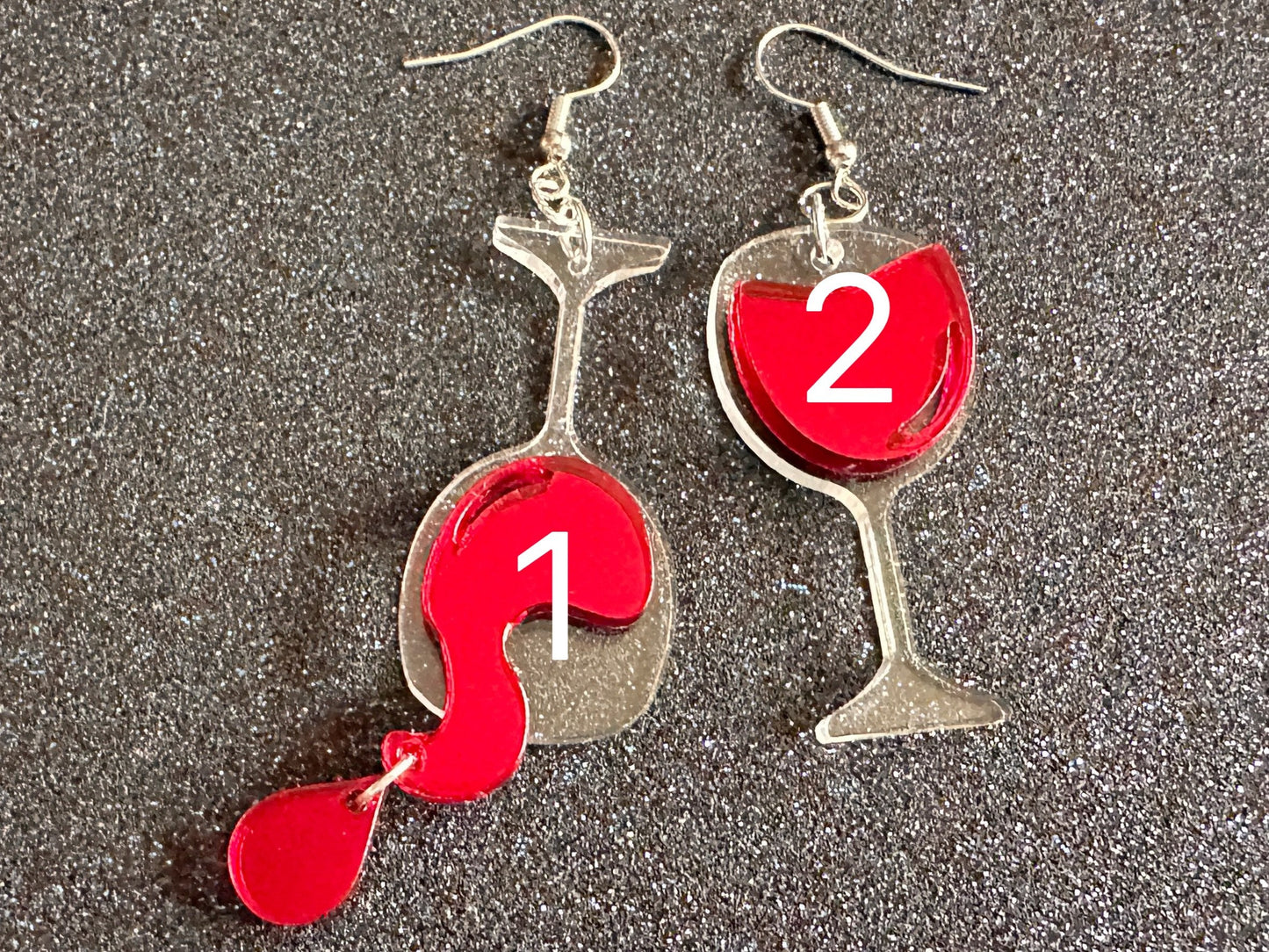 Wine Glass Earrings: Laser Cut Acrylic Wine Glasses, Vineyard, Alcohol, Spilled Red Wine, Girls Night, Drinking, Best Gifts for Her/Him/Them