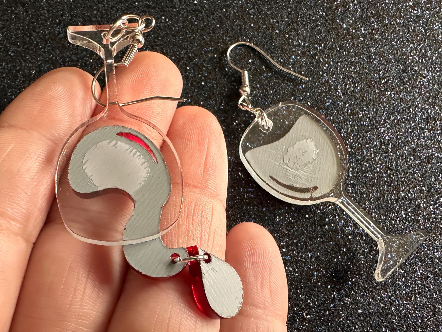 Wine Glass Earrings: Laser Cut Acrylic Wine Glasses, Vineyard, Alcohol, Spilled Red Wine, Girls Night, Drinking, Best Gifts for Her/Him/Them