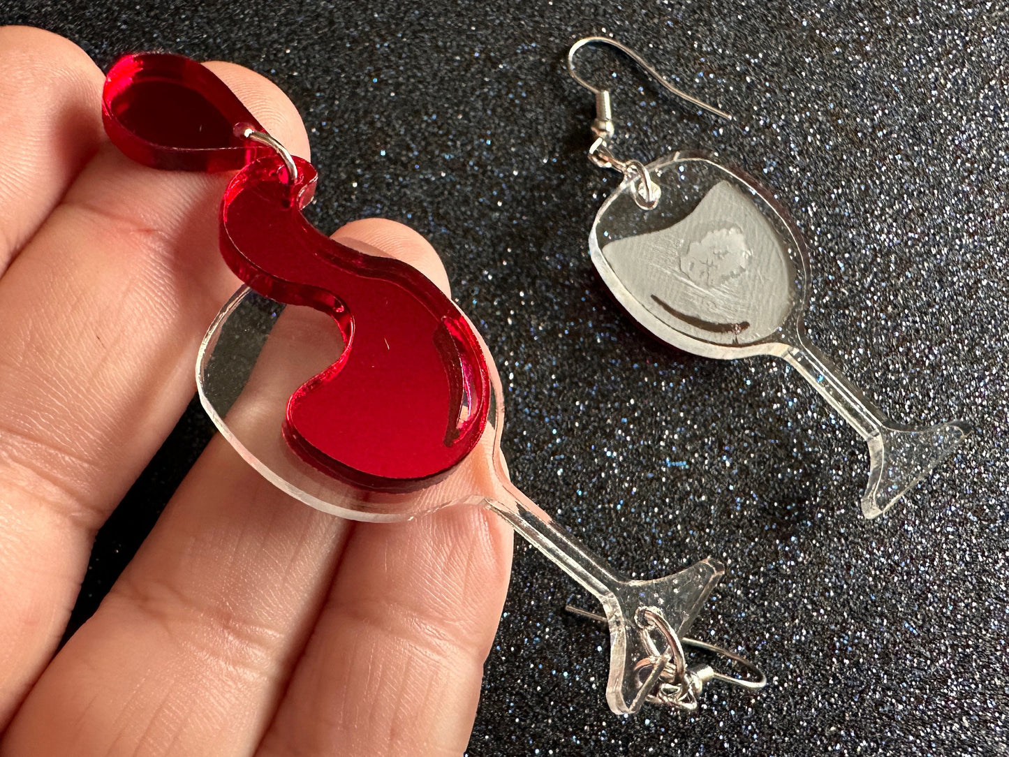Wine Glass Earrings: Laser Cut Acrylic Wine Glasses, Vineyard, Alcohol, Spilled Red Wine, Girls Night, Drinking, Best Gifts for Her/Him/Them