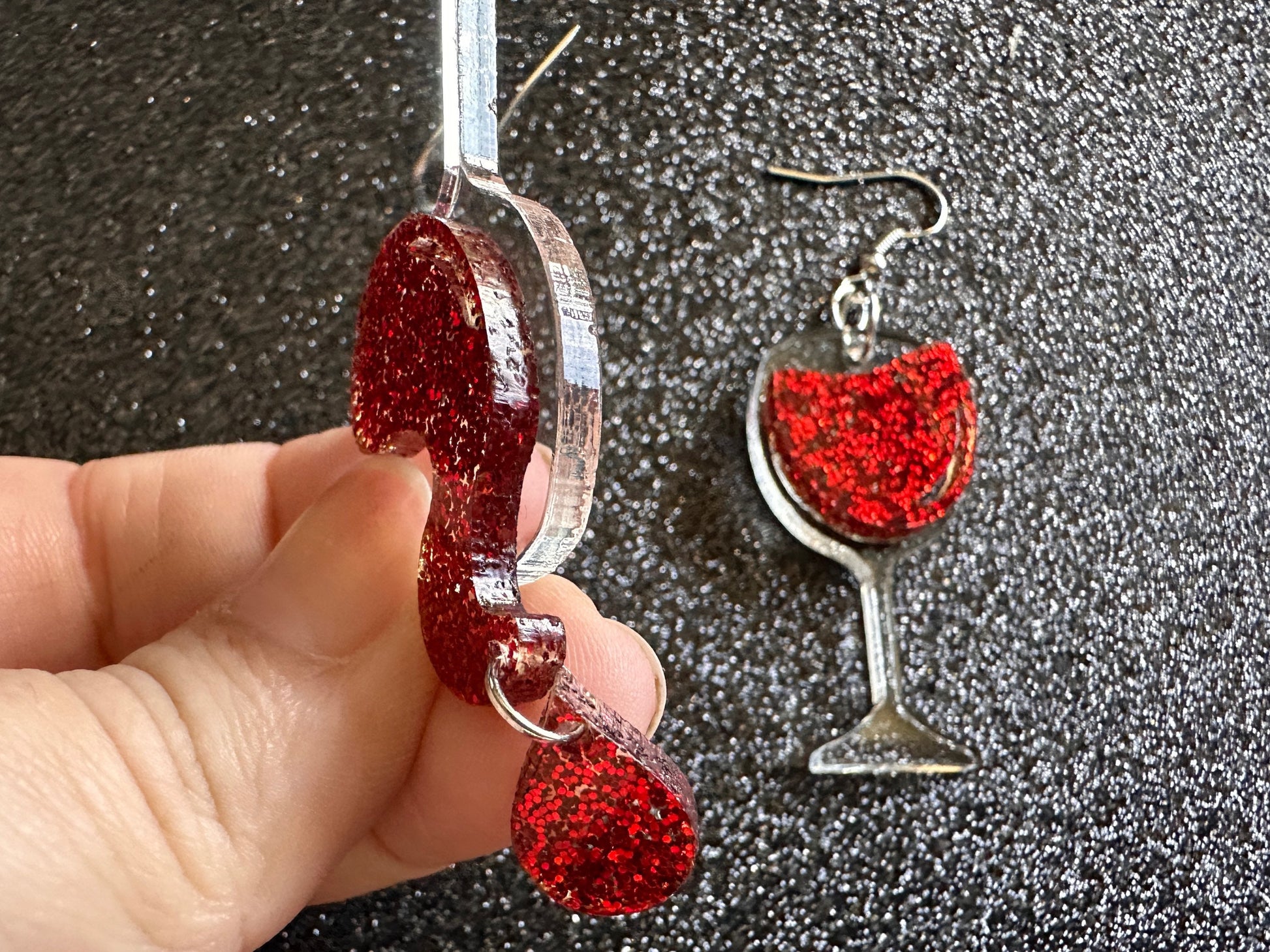 Wine Glass Earrings: Laser Cut Acrylic Wine Glasses, Vineyard, Alcohol, Spilled Red Wine, Girls Night, Drinking, Gifts for Her/Him/Them