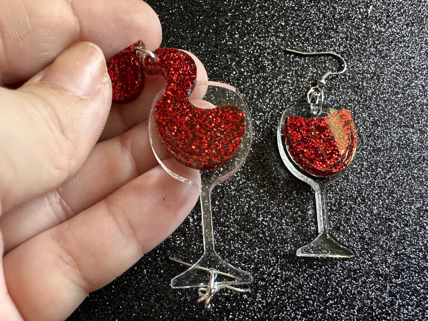 Wine Glass Earrings: Laser Cut Acrylic Wine Glasses, Vineyard, Alcohol, Spilled Red Wine, Girls Night, Drinking, Gifts for Her/Him/Them