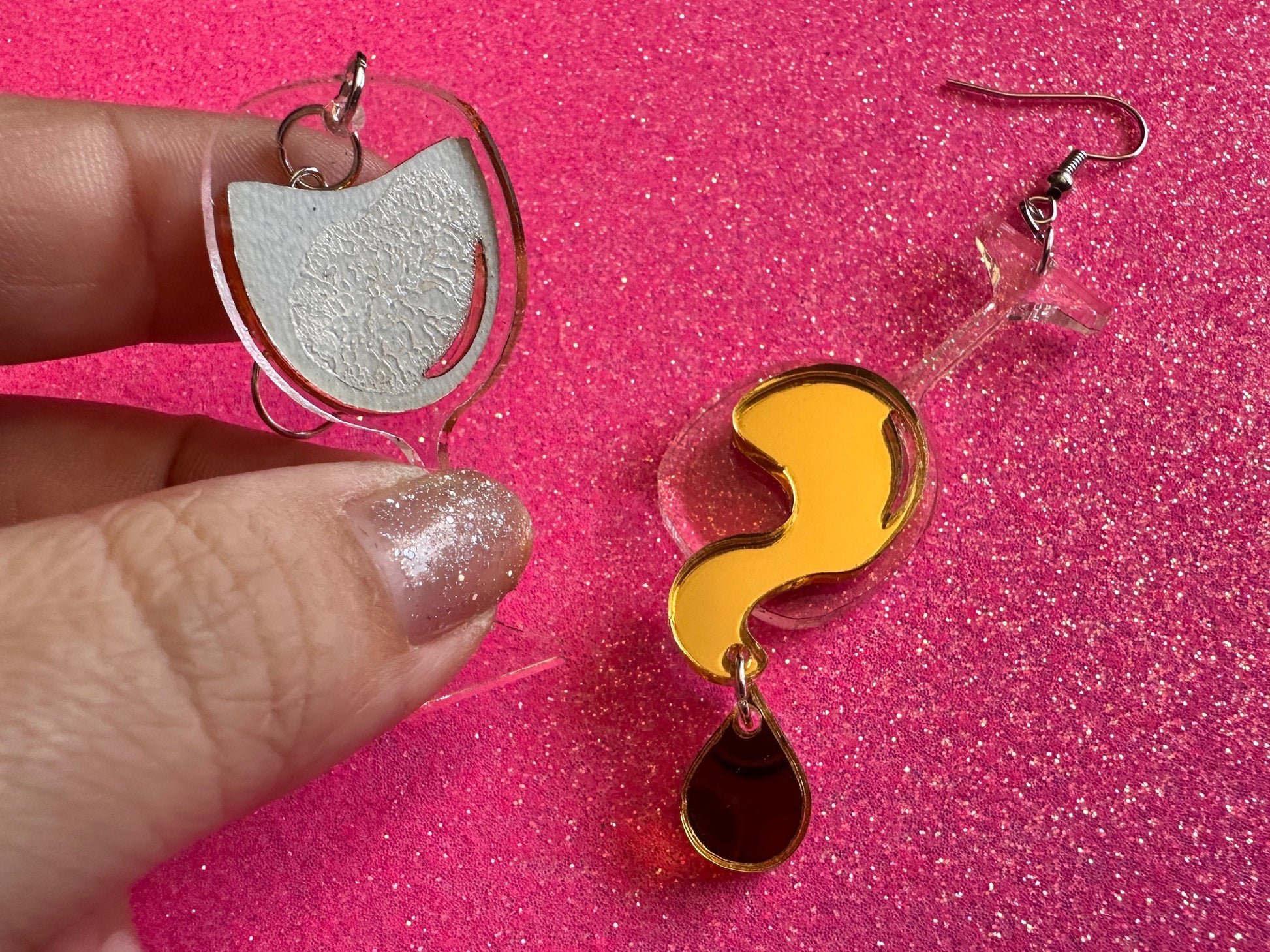 Wine Glass Earrings: Laser Cut Acrylic Wine Glasses, Vineyard, Alcohol, Spilled White Wine, Girls Night, Drinking, Gifts for Her/Him/Them