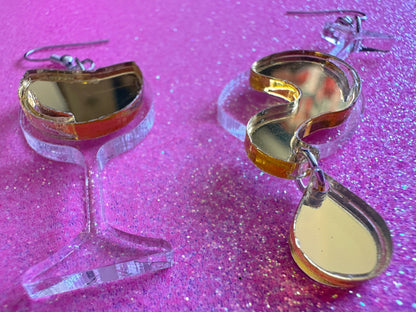 Wine Glass Earrings: Laser Cut Acrylic Wine Glasses, Vineyard, Alcohol, Spilled White Wine, Girls Night, Drinking, Gifts for Her/Him/Them