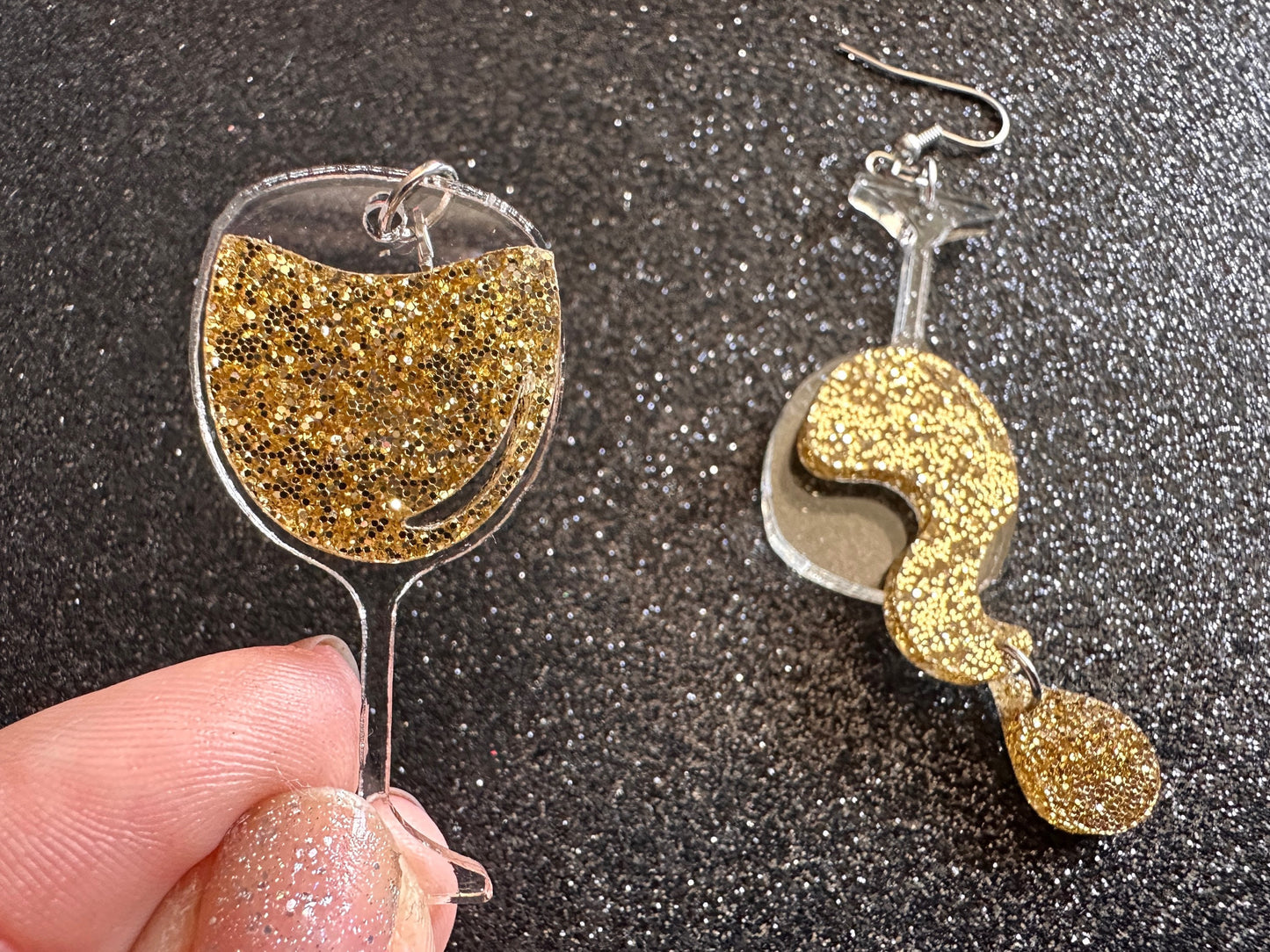 Wine Glass Earrings: Laser Cut Acrylic Wine Glasses, Vineyard, Alcohol, Spilled White Wine, Girls Night, Drinking, Gifts for Her/Him/Them