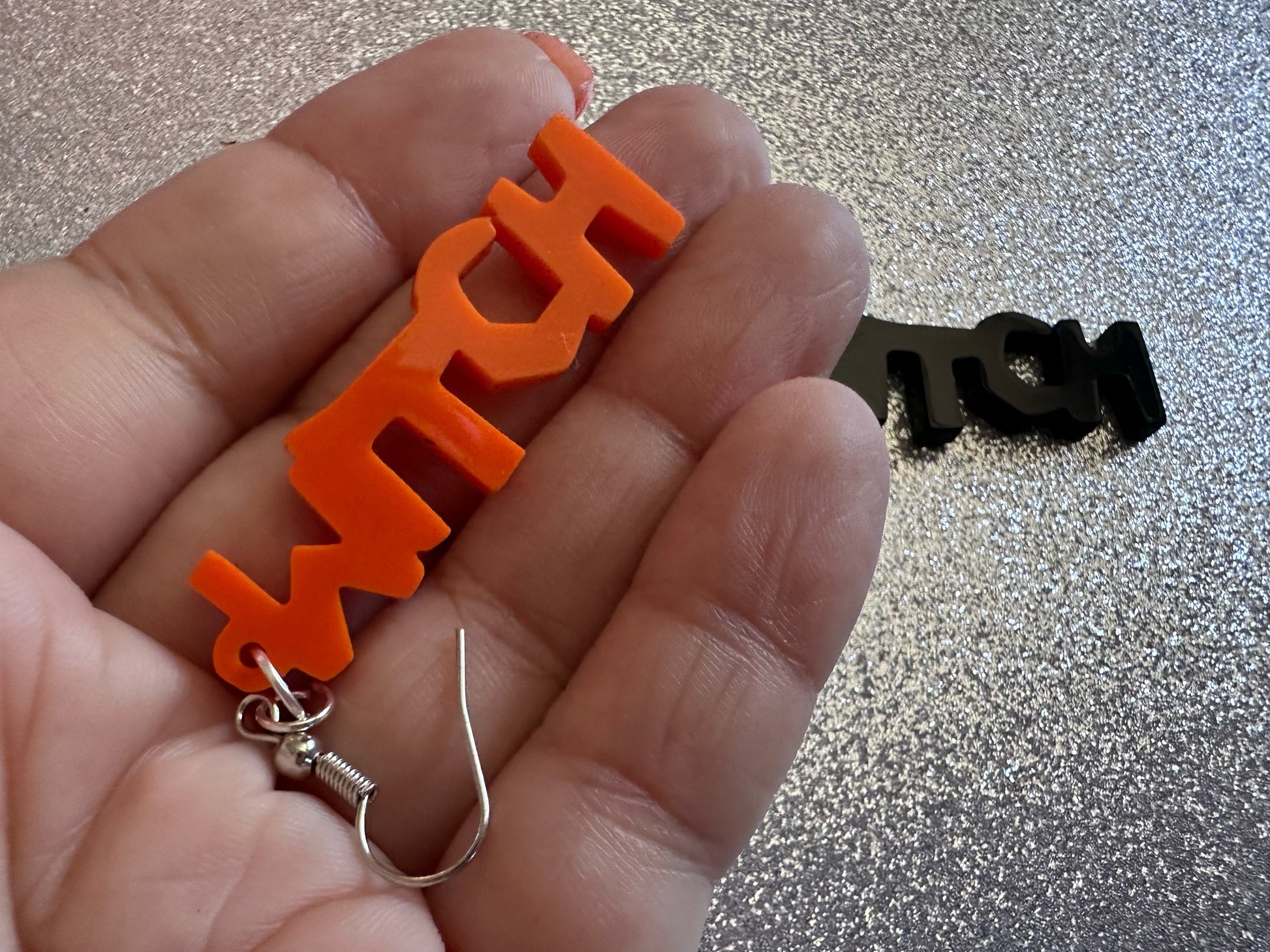 Witch Earrings: Laser Cut Acrylic Halloween Text, Black, Orange, Scary, Spooktastic, Best Gifts for Her/Him/Them