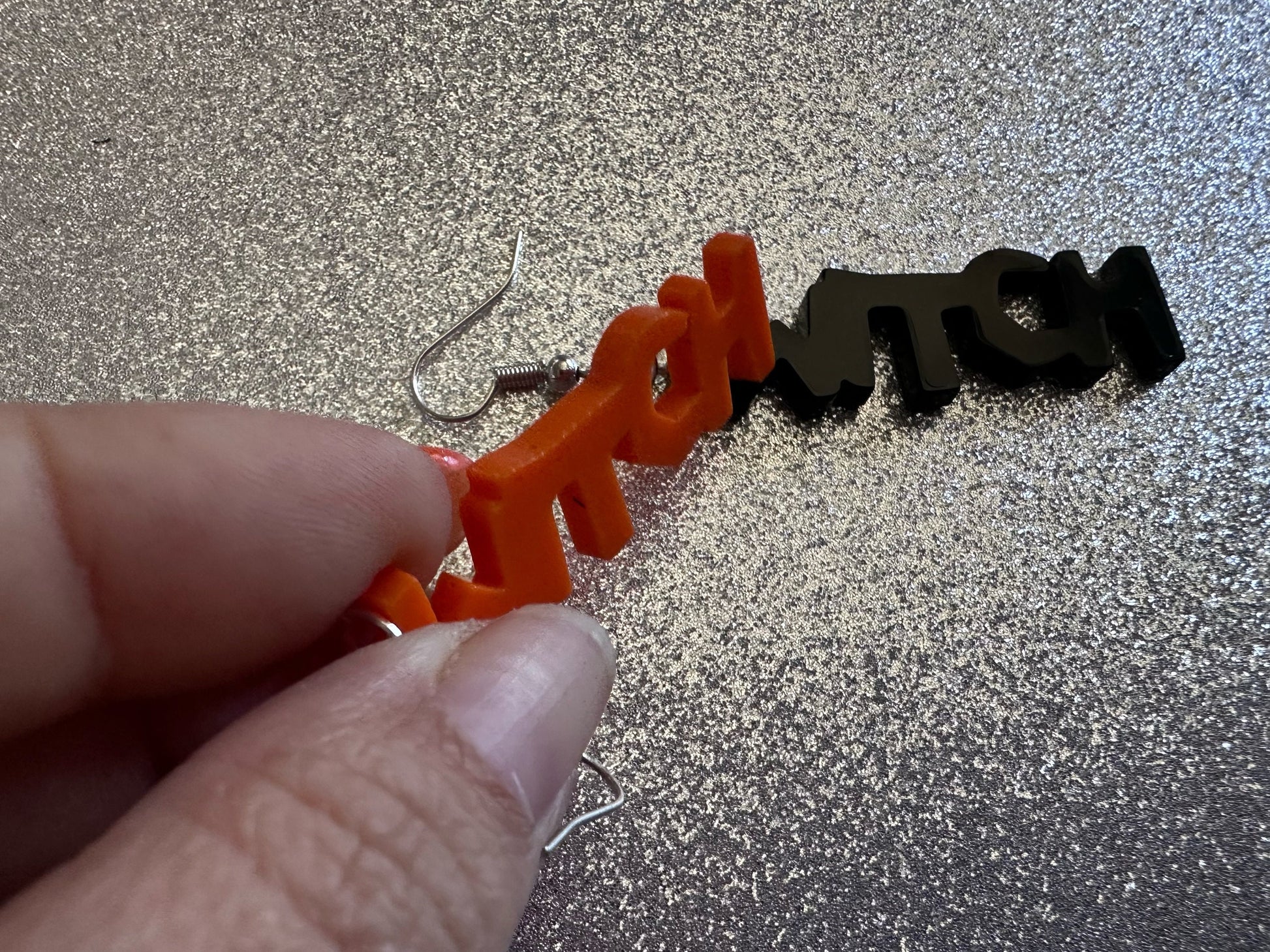 Witch Earrings: Laser Cut Acrylic Halloween Text, Black, Orange, Scary, Spooktastic, Best Gifts for Her/Him/Them
