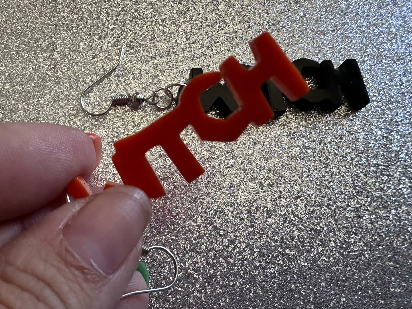 Witch Earrings: Laser Cut Acrylic Halloween Text, Black, Orange, Scary, Spooktastic, Best Gifts for Her/Him/Them