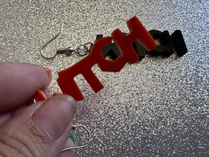 Witch Earrings: Laser Cut Acrylic Halloween Text, Black, Orange, Scary, Spooktastic, Best Gifts for Her/Him/Them