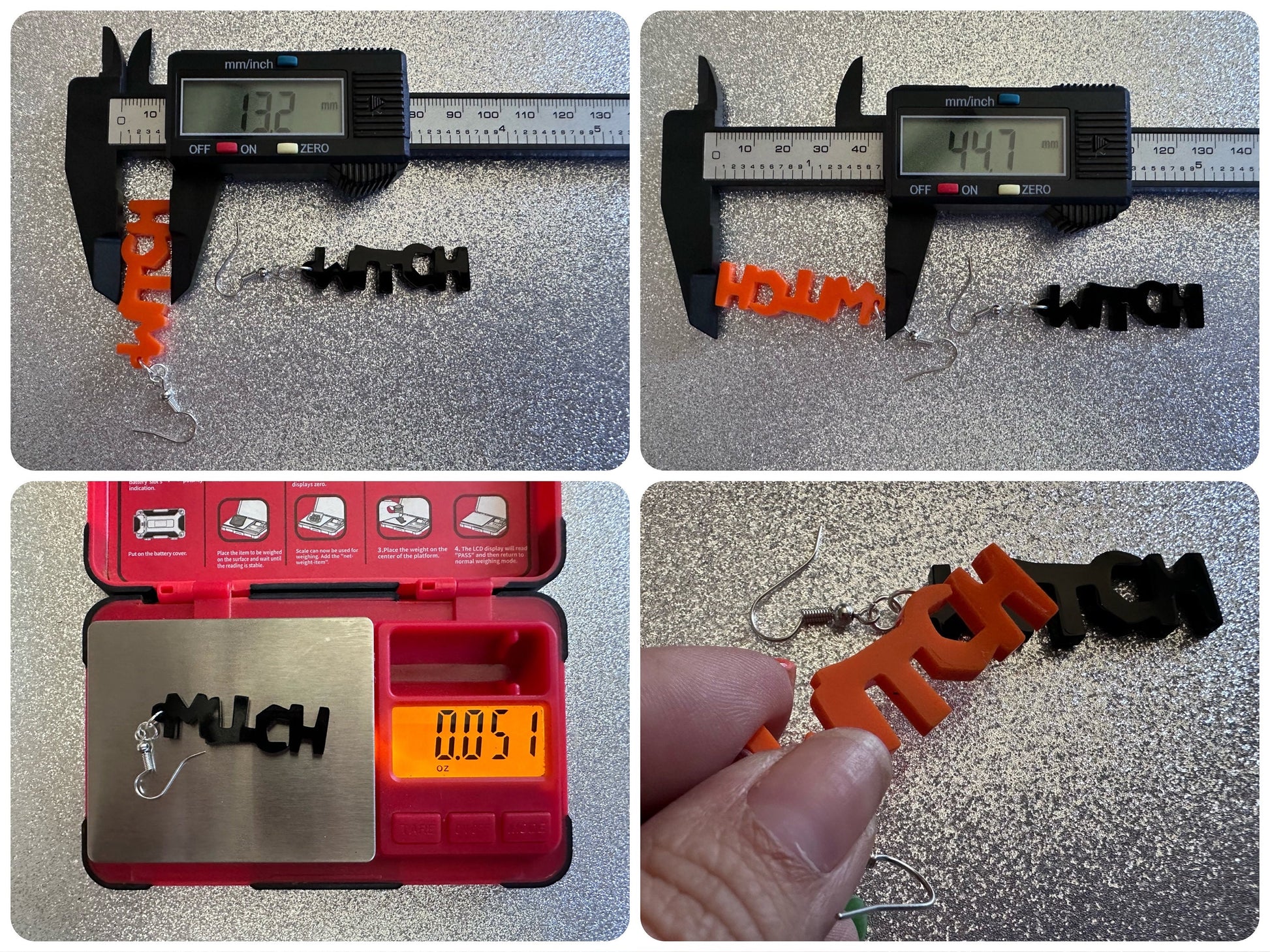 Witch Earrings: Laser Cut Acrylic Halloween Text, Black, Orange, Scary, Spooktastic, Best Gifts for Her/Him/Them