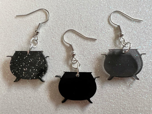Witch's Cauldron Earrings: Laser Cut Acrylic Cauldron, Halloween, Magic, Witches, Spooky, Best Gifts for Her/Him/Them