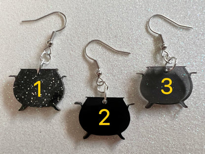 Witch's Cauldron Earrings: Laser Cut Acrylic Cauldron, Halloween, Magic, Witches, Spooky, Best Gifts for Her/Him/Them