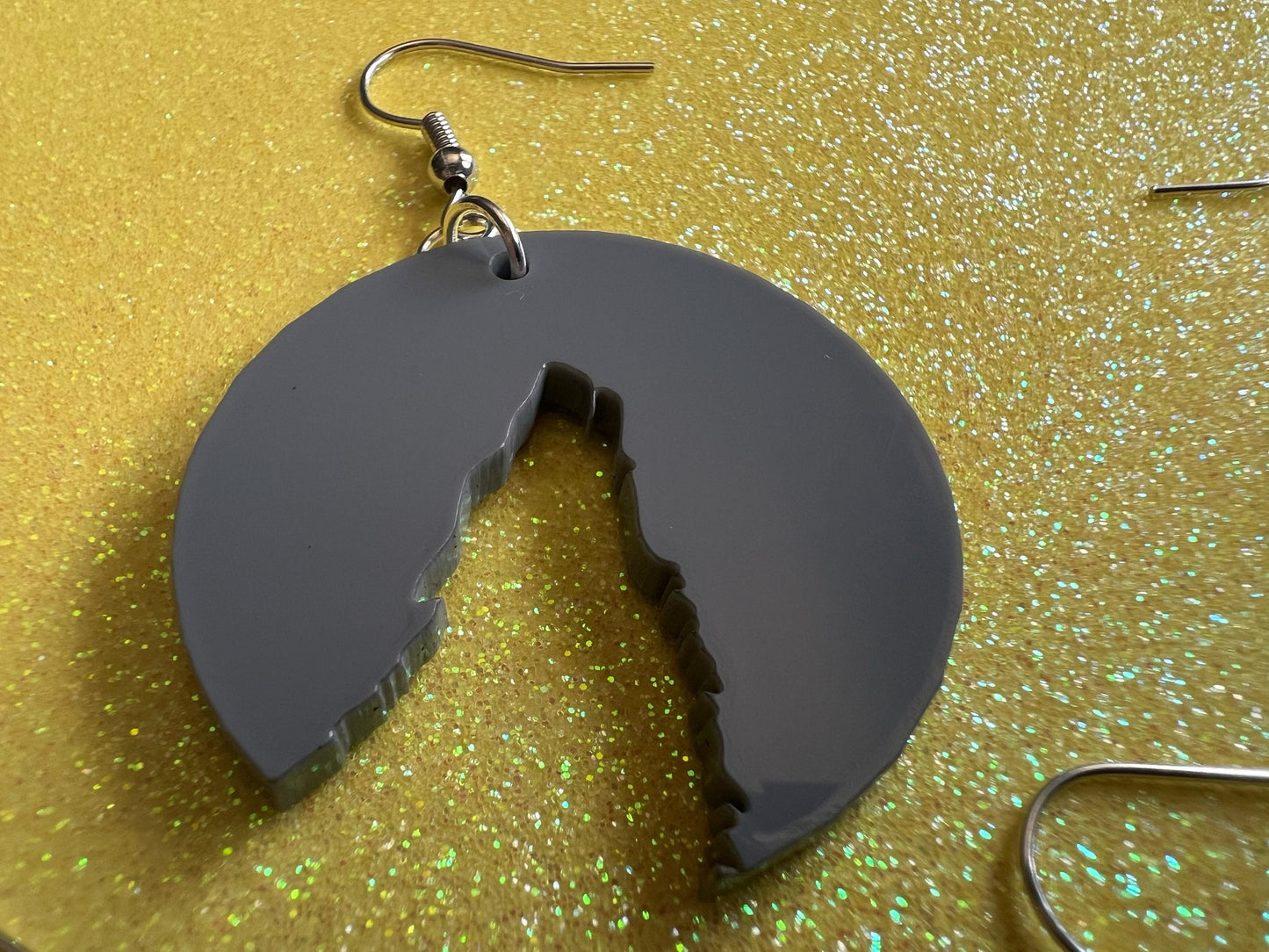 Wolf Earrings: Laser Cut Acrylic Wolves Howling at Moon, Halloween, Holiday, Dog, Canine, Horror, Scary, Spooky, Best Gifts for Her/Him/Them