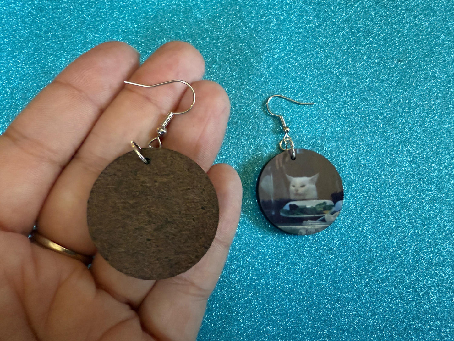 Woman Yelling At A Cat Meme Earrings: Wooden Sublimated Meme Earrings, Cat Memes, Smudge, Novelty, Pop Culture, Best Gifts for Her/Him/Them