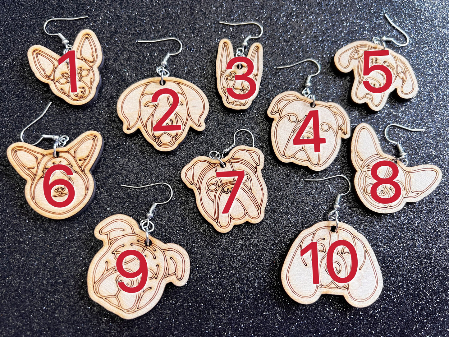 Wood Dog Earrings (100+ Breeds Available): Laser Cut Wooden Dogs, Canine, Labs, Pit Bull, Chihuahua, German Shepherd, Gifts for Her/Him/Them