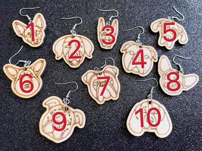 Wood Dog Earrings (100+ Breeds Available): Laser Cut Wooden Dogs, Canine, Labs, Pit Bull, Chihuahua, German Shepherd, Gifts for Her/Him/Them