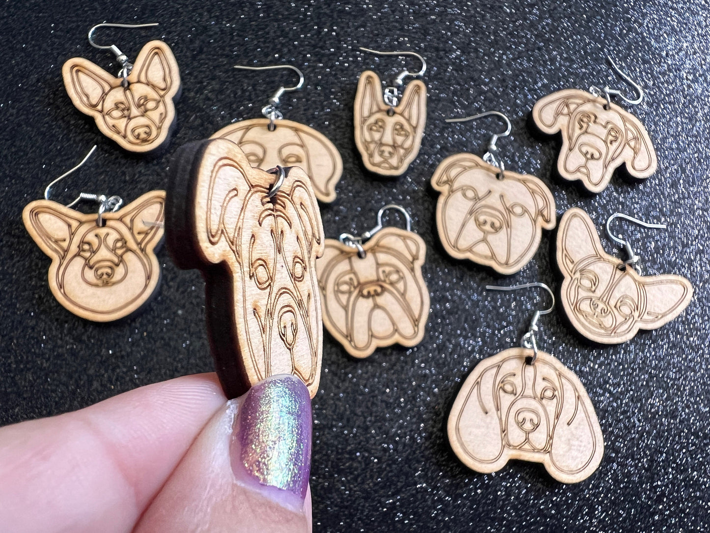 Wood Dog Earrings (100+ Breeds Available): Laser Cut Wooden Dogs, Canine, Labs, Pit Bull, Chihuahua, German Shepherd, Gifts for Her/Him/Them