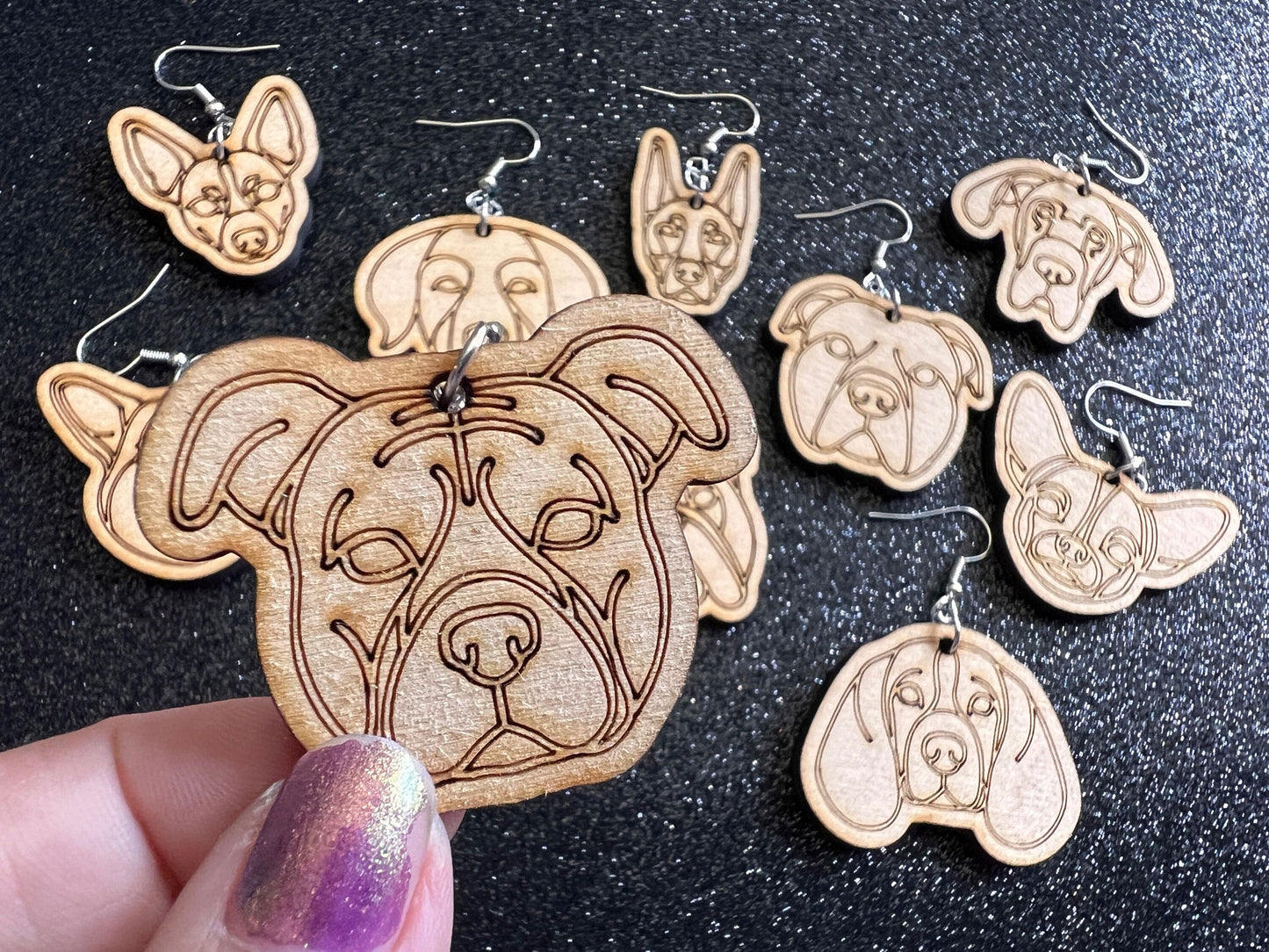 Wood Dog Earrings (100+ Breeds Available): Laser Cut Wooden Dogs, Canine, Labs, Pit Bull, Chihuahua, German Shepherd, Gifts for Her/Him/Them