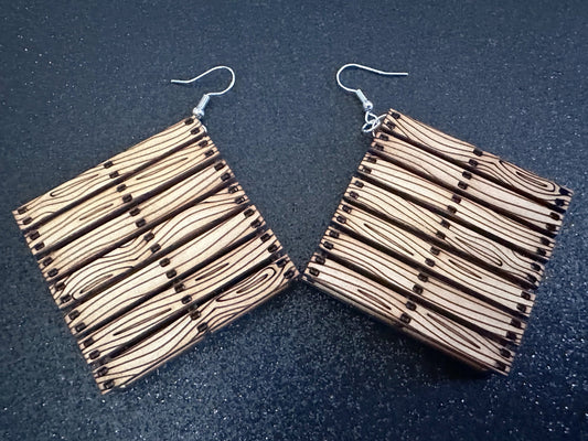 Wooden Pallet Earrings: Laser Cut Wood Pallets, Novelty Earrings, Unique, Moving, Storage, Wood, Miniature, Best Gifts for Her/Him/Them