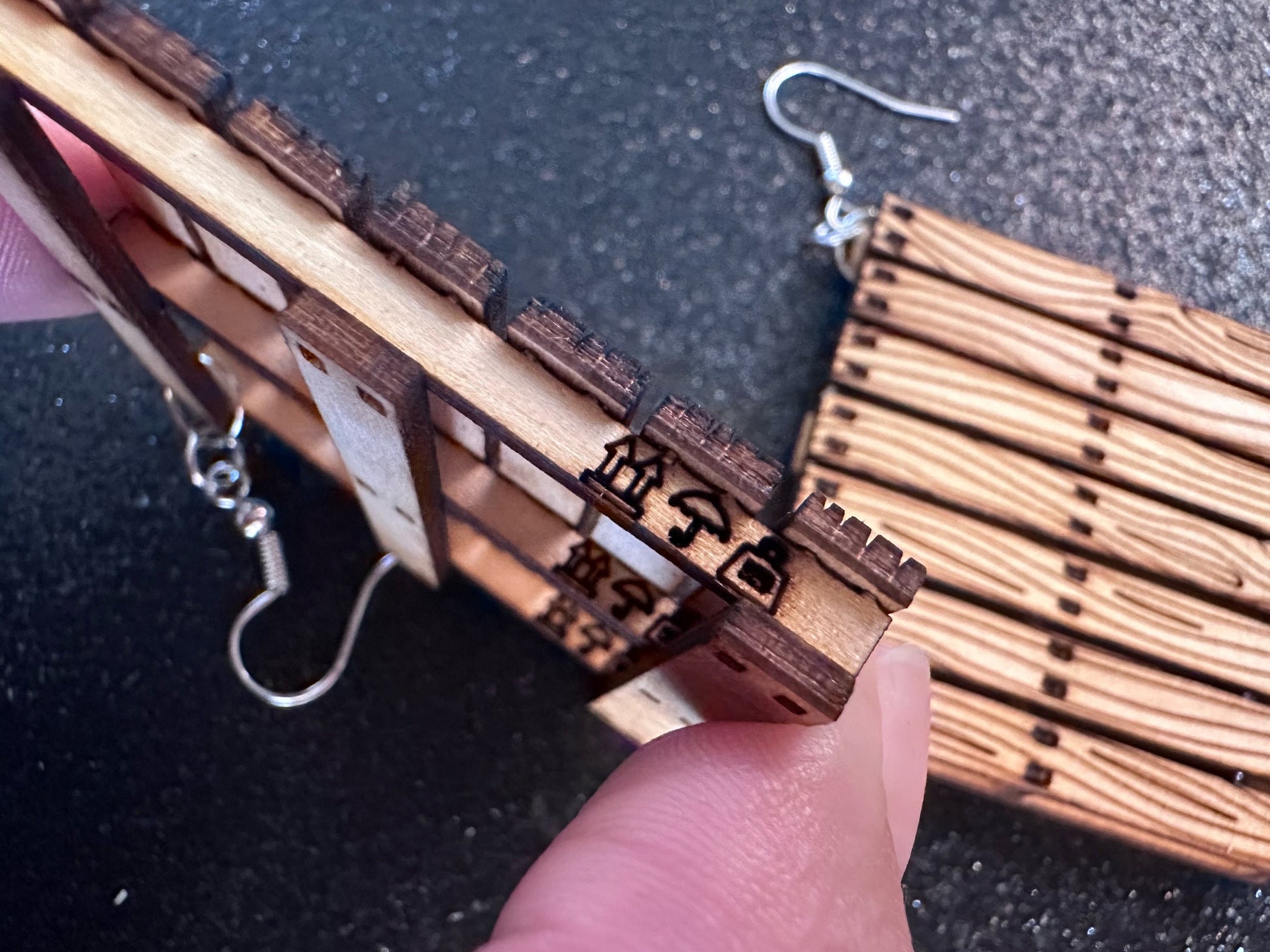 Wooden Pallet Earrings: Laser Cut Wood Pallets, Novelty Earrings, Unique, Moving, Storage, Wood, Miniature, Best Gifts for Her/Him/Them