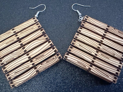 Wooden Pallet Earrings: Laser Cut Wood Pallets, Novelty Earrings, Unique, Moving, Storage, Wood, Miniature, Best Gifts for Her/Him/Them