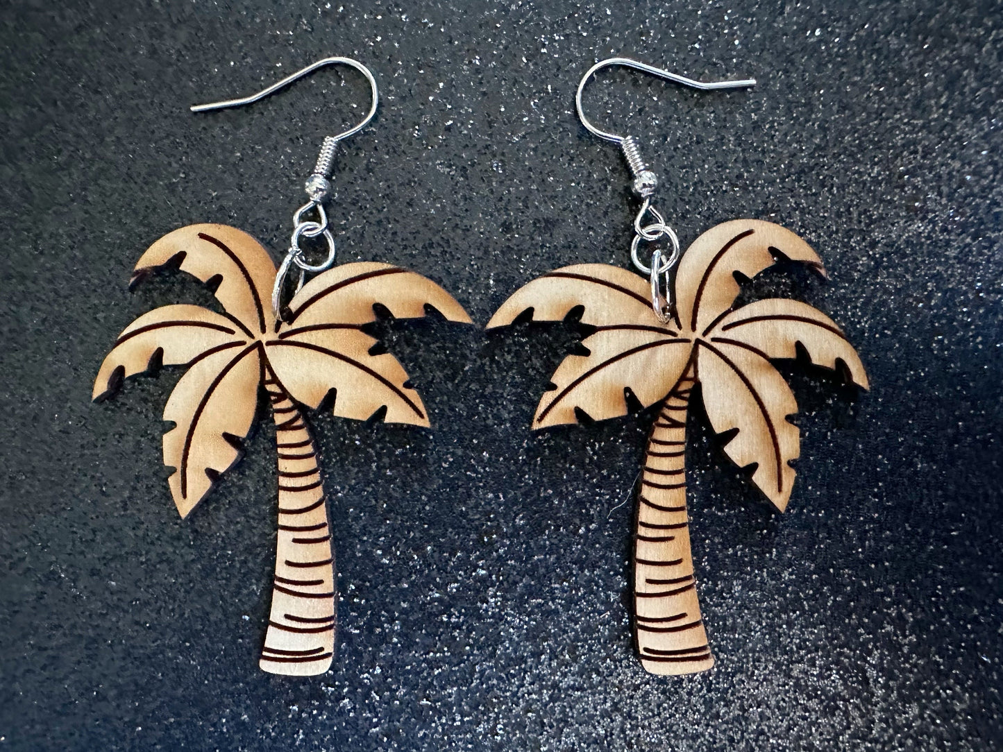 Wooden Palm Tree Earrings: Laser Cut Acrylic Palm Trees, Summer Vibes, Coconuts, Beach, Hawaii, Costume Jewelry, Best Gifts for Her/Him/Them