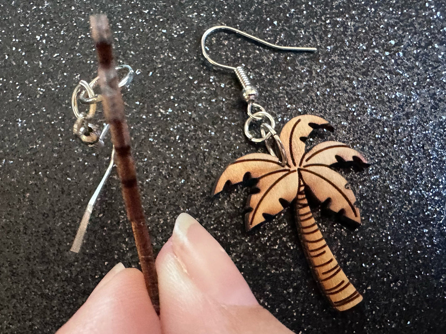 Wooden Palm Tree Earrings: Laser Cut Acrylic Palm Trees, Summer Vibes, Coconuts, Beach, Hawaii, Costume Jewelry, Best Gifts for Her/Him/Them