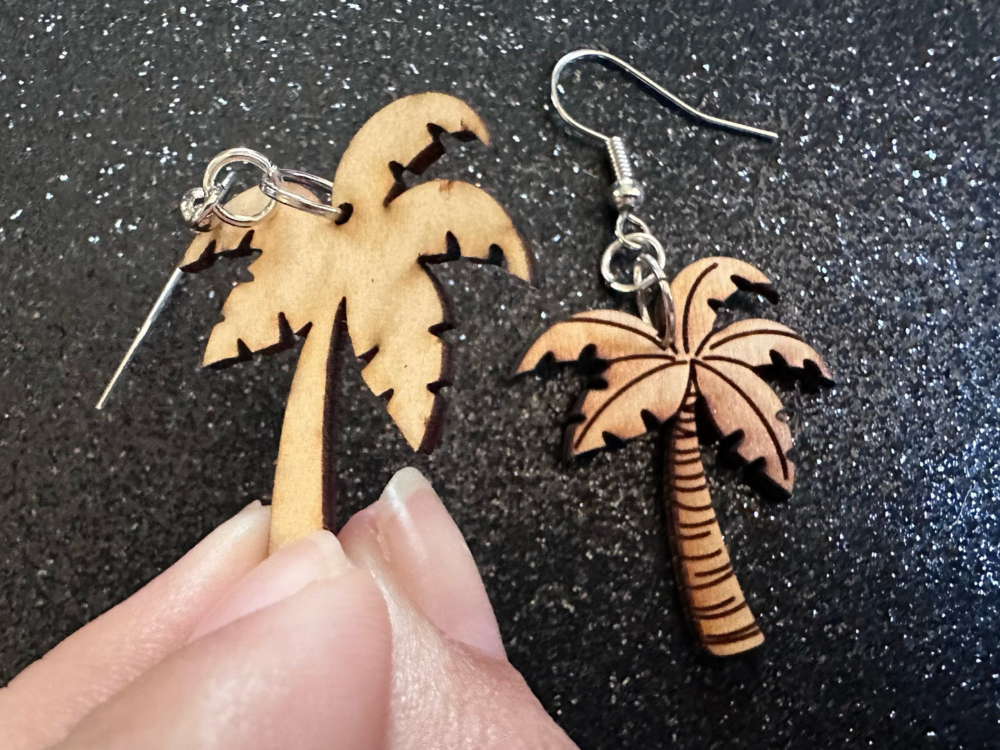 Wooden Palm Tree Earrings: Laser Cut Acrylic Palm Trees, Summer Vibes, Coconuts, Beach, Hawaii, Costume Jewelry, Best Gifts for Her/Him/Them
