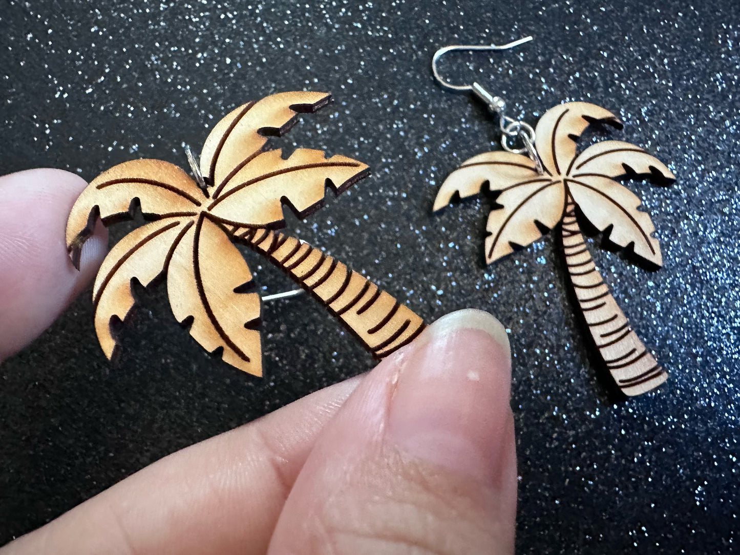 Wooden Palm Tree Earrings: Laser Cut Acrylic Palm Trees, Summer Vibes, Coconuts, Beach, Hawaii, Costume Jewelry, Best Gifts for Her/Him/Them
