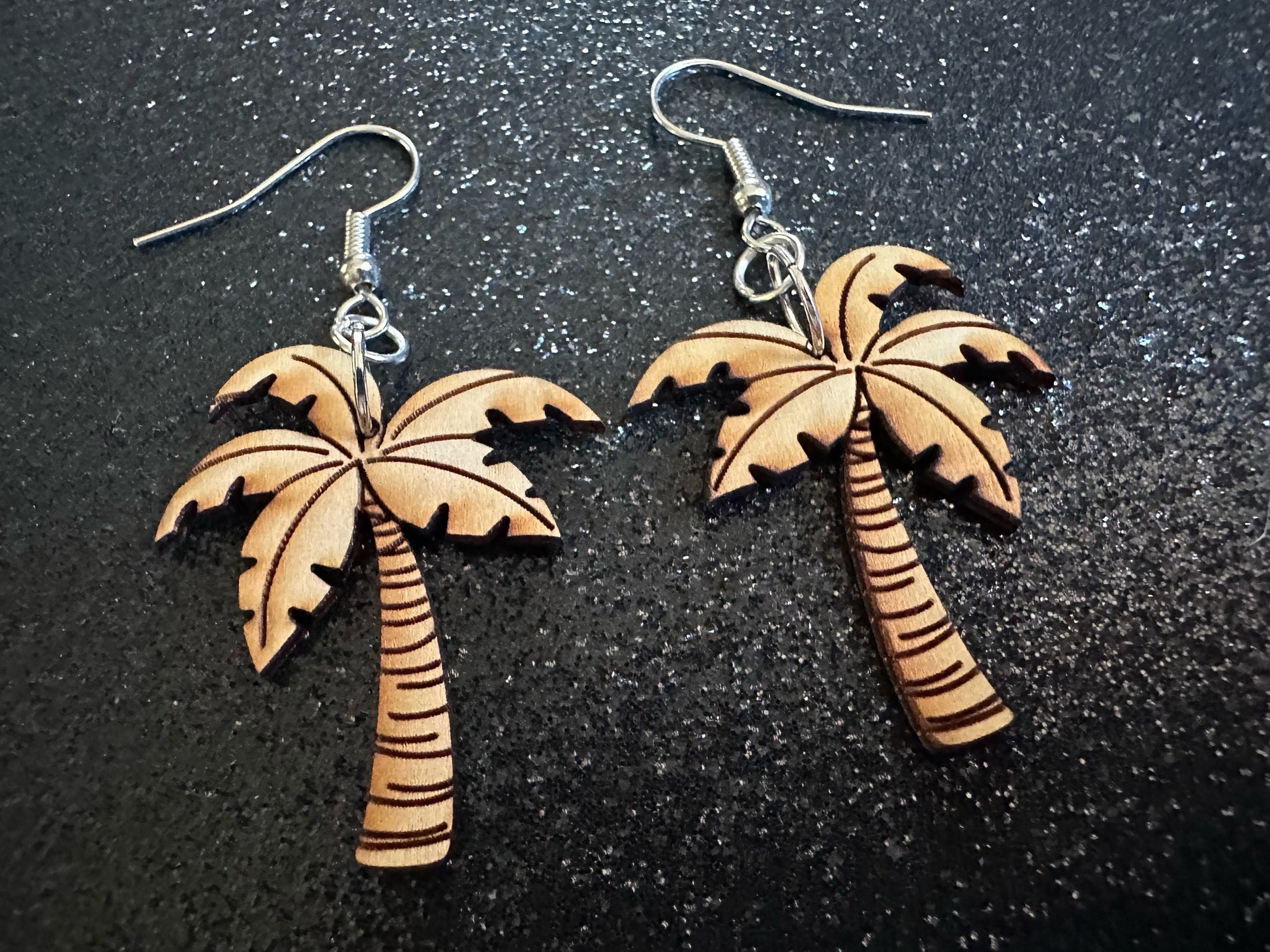 Wooden Palm Tree Earrings: Laser Cut Acrylic Palm Trees, Summer Vibes, Coconuts, Beach, Hawaii, Costume Jewelry, Best Gifts for Her/Him/Them