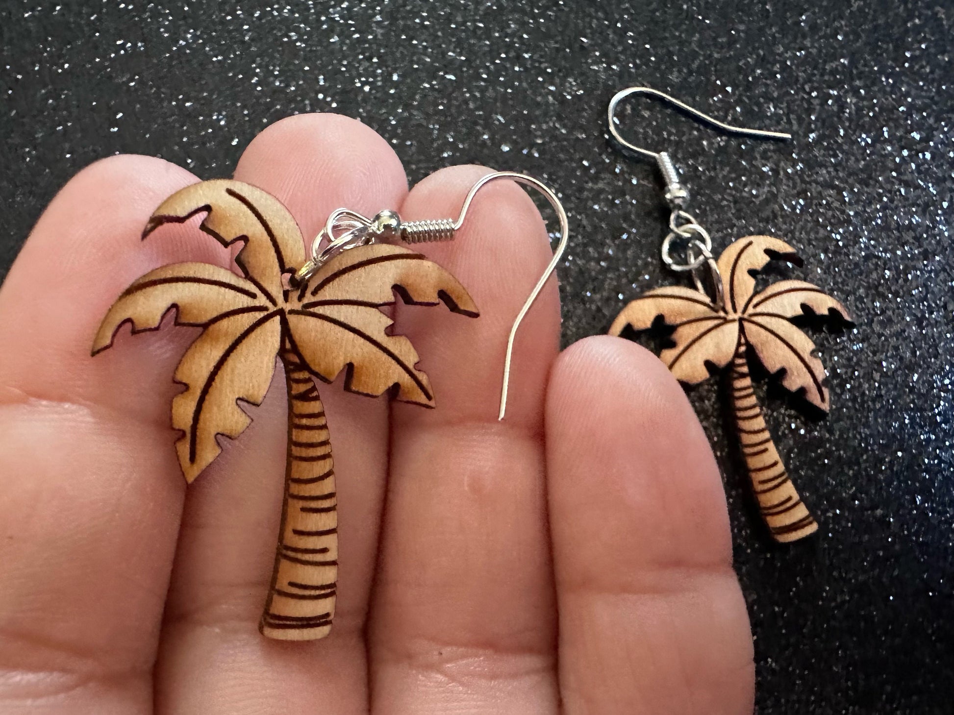 Wooden Palm Tree Earrings: Laser Cut Acrylic Palm Trees, Summer Vibes, Coconuts, Beach, Hawaii, Costume Jewelry, Best Gifts for Her/Him/Them