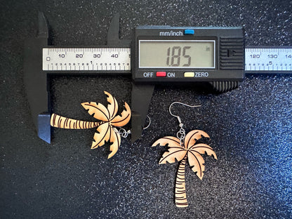 Wooden Palm Tree Earrings: Laser Cut Acrylic Palm Trees, Summer Vibes, Coconuts, Beach, Hawaii, Costume Jewelry, Best Gifts for Her/Him/Them