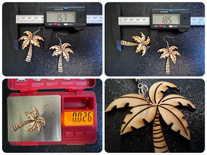 Wooden Palm Tree Earrings: Laser Cut Acrylic Palm Trees, Summer Vibes, Coconuts, Beach, Hawaii, Costume Jewelry, Best Gifts for Her/Him/Them