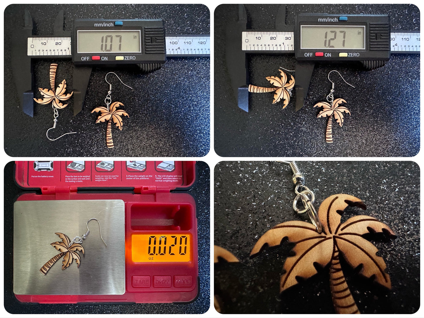 Wooden Palm Tree Earrings: Laser Cut Acrylic Palm Trees, Summer Vibes, Coconuts, Beach, Hawaii, Costume Jewelry, Best Gifts for Her/Him/Them