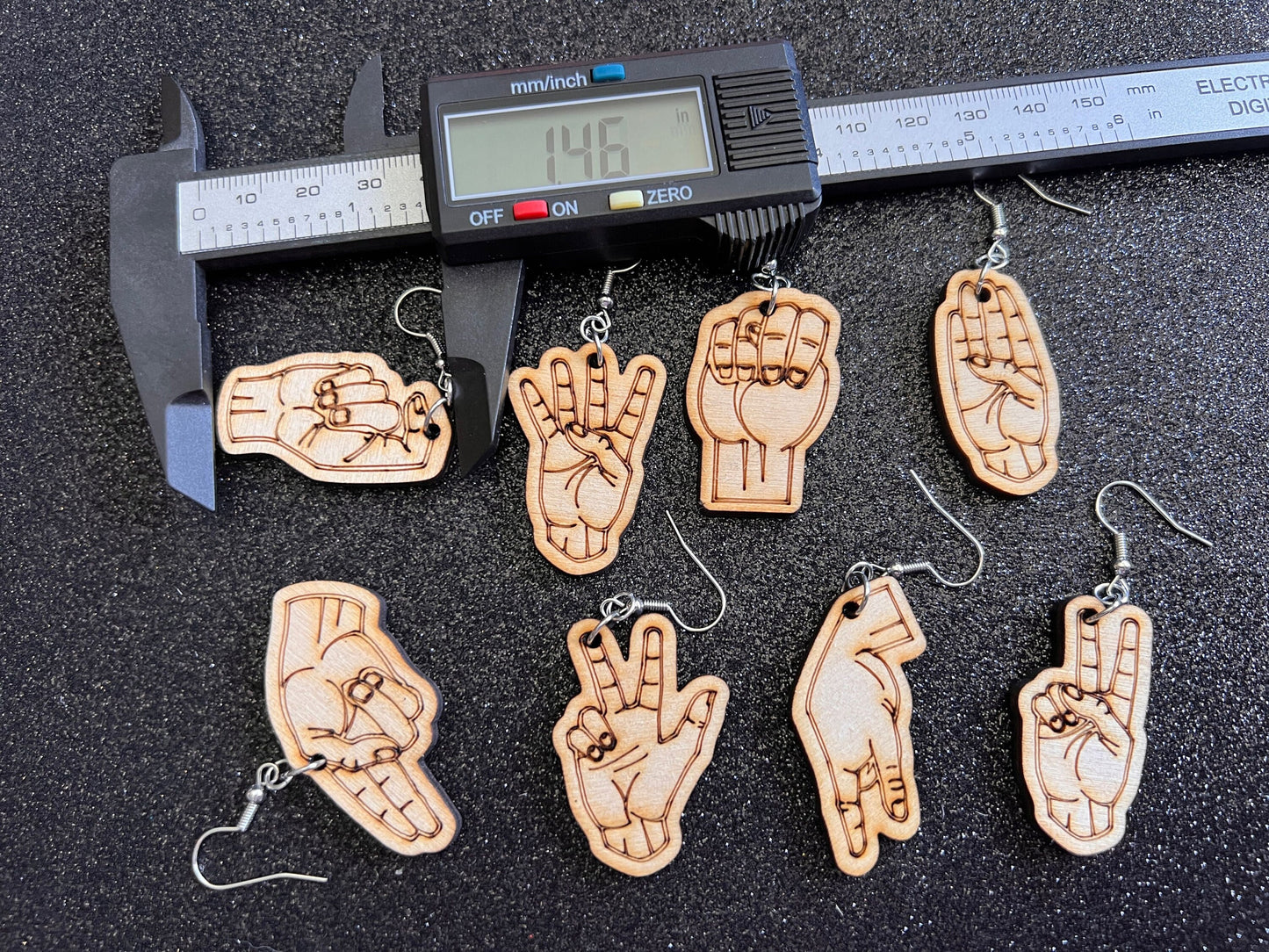 Wooden Sign Language Earrings: Laser Cut Wood Sign Language Letters, Language, Words, ASL Awareness, Gifts for Her/Him/Them