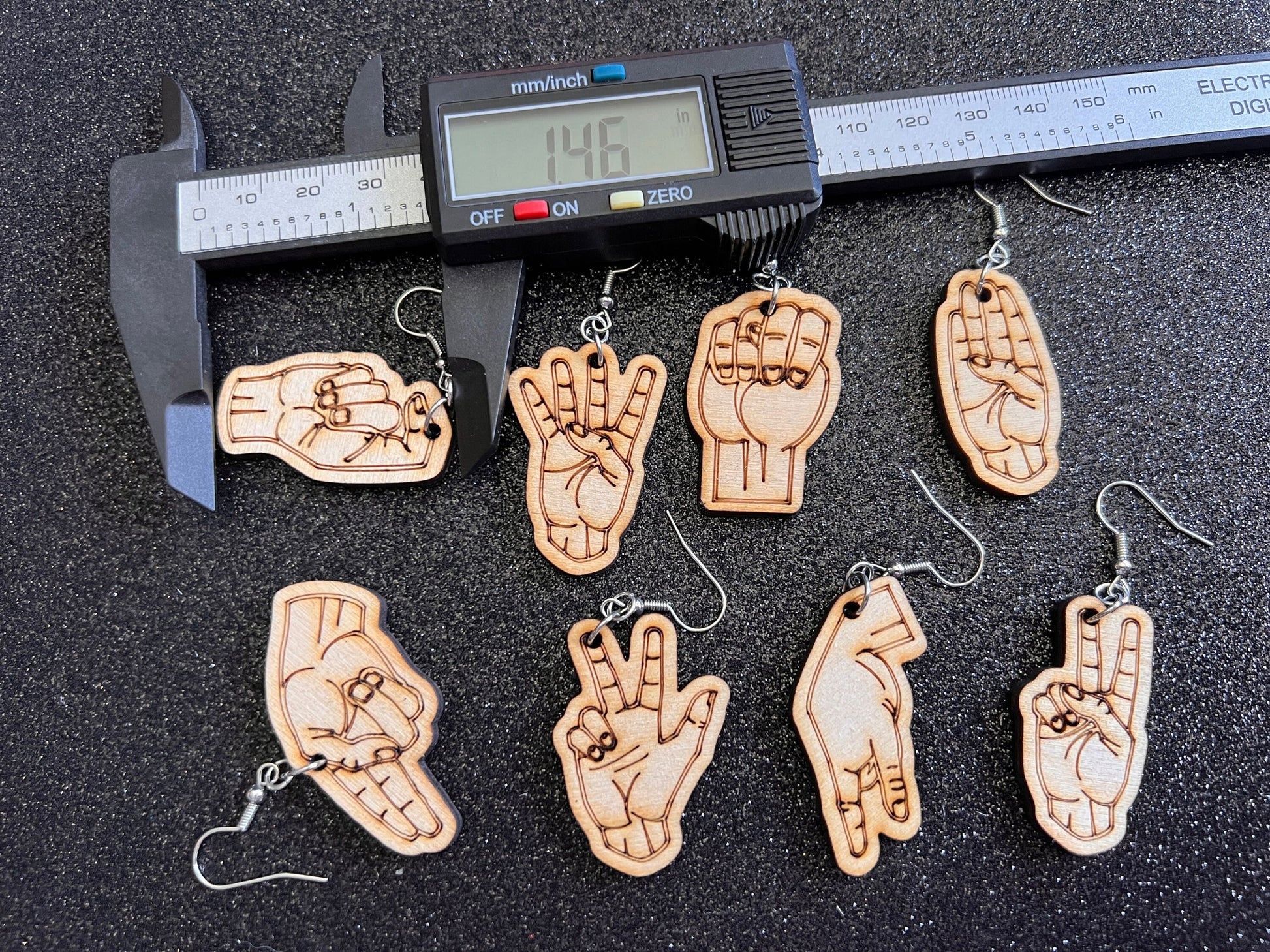 Wooden Sign Language Earrings: Laser Cut Wood Sign Language Letters, Language, Words, ASL Awareness, Gifts for Her/Him/Them