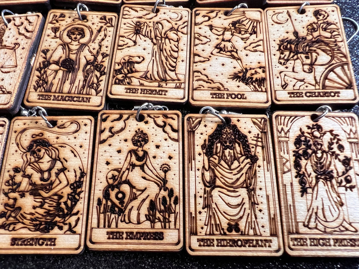 Wooden Tarot Card Earrings: Laser Cut Wood, Game Night, Cards, Play, Fortune Telling, Card Reading, Halloween, Gifts for Her/Him/Them