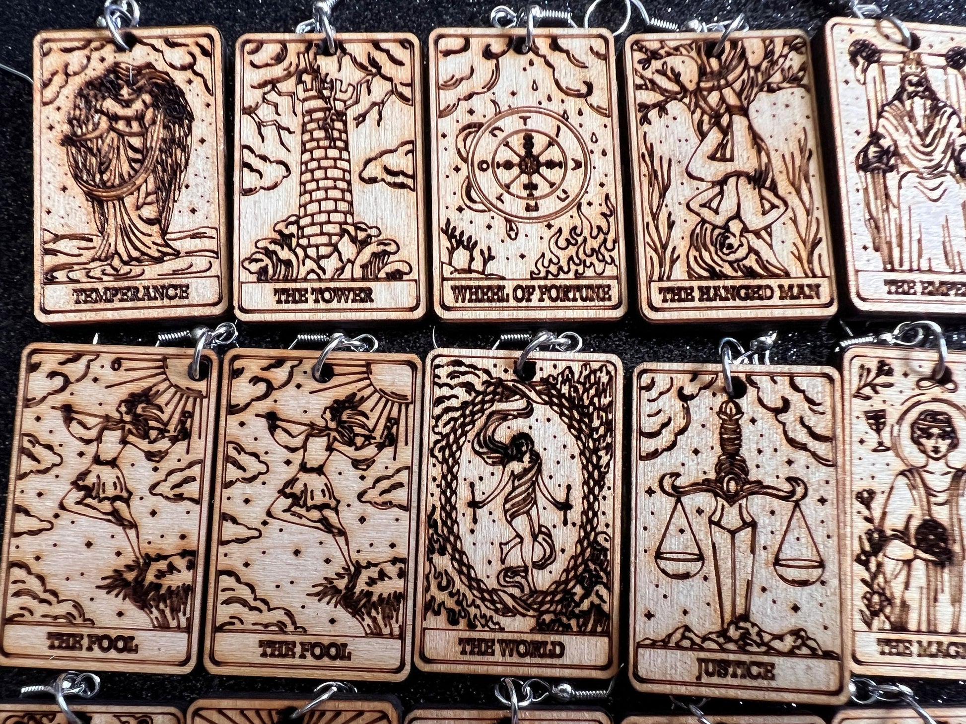 Wooden Tarot Card Earrings: Laser Cut Wood, Game Night, Cards, Play, Fortune Telling, Card Reading, Halloween, Gifts for Her/Him/Them