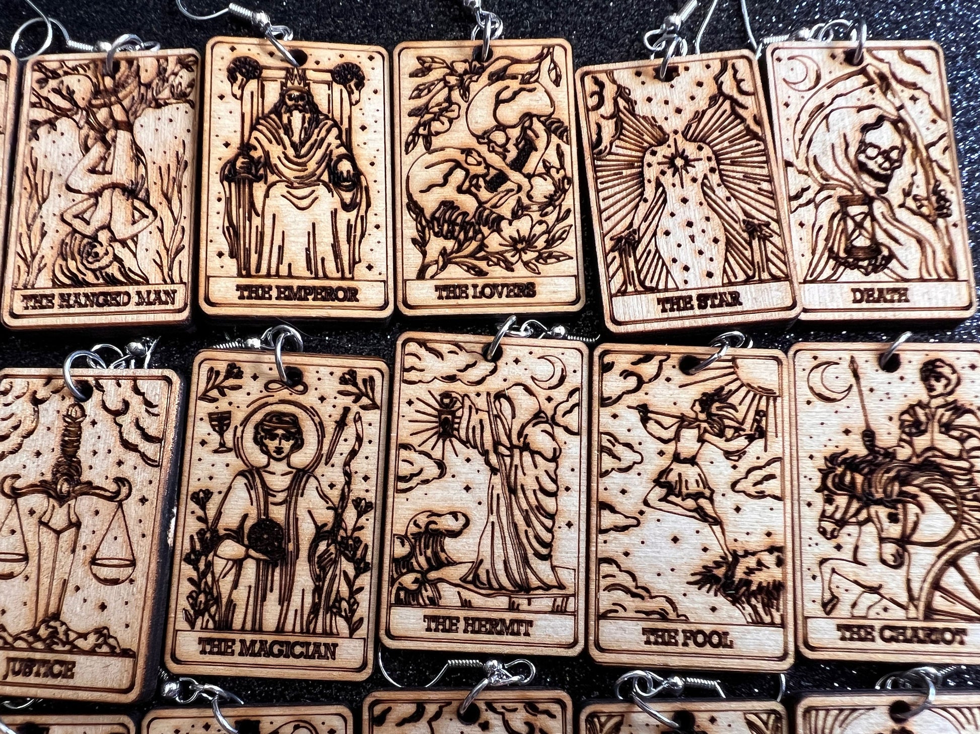 Wooden Tarot Card Earrings: Laser Cut Wood, Game Night, Cards, Play, Fortune Telling, Card Reading, Halloween, Gifts for Her/Him/Them