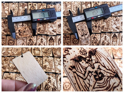 Wooden Tarot Card Earrings: Laser Cut Wood, Game Night, Cards, Play, Fortune Telling, Card Reading, Halloween, Gifts for Her/Him/Them