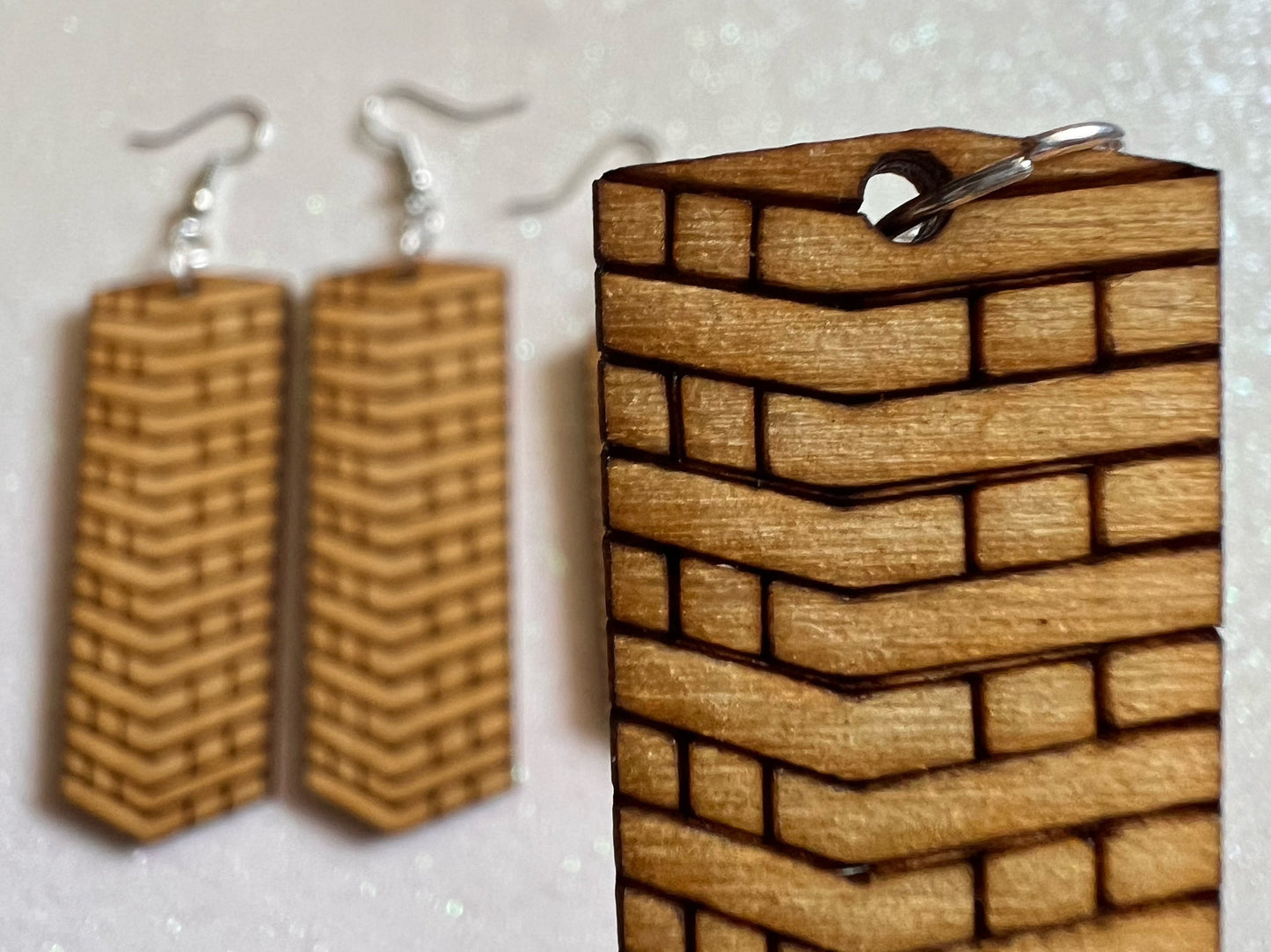 Wooden Tumble Block Earrings: Laser Cut Wood Earrings, Game Night, Best Gifts for Her/Him/Them
