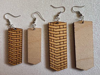 Wooden Tumble Block Earrings: Laser Cut Wood Earrings, Game Night, Best Gifts for Her/Him/Them